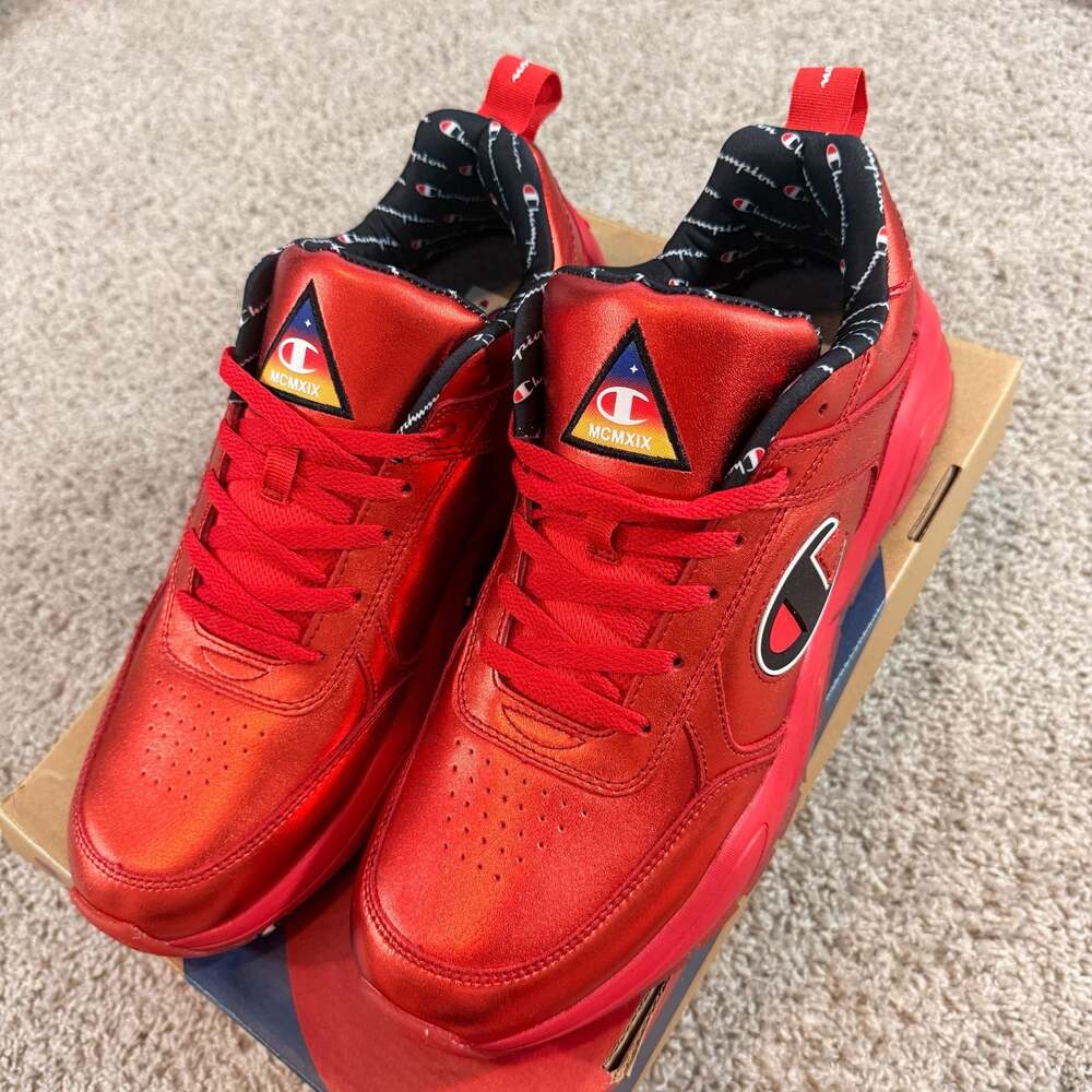Champion 93 Eighteen Metallic Red Sneakers Mens 13 Chunky Streetwear